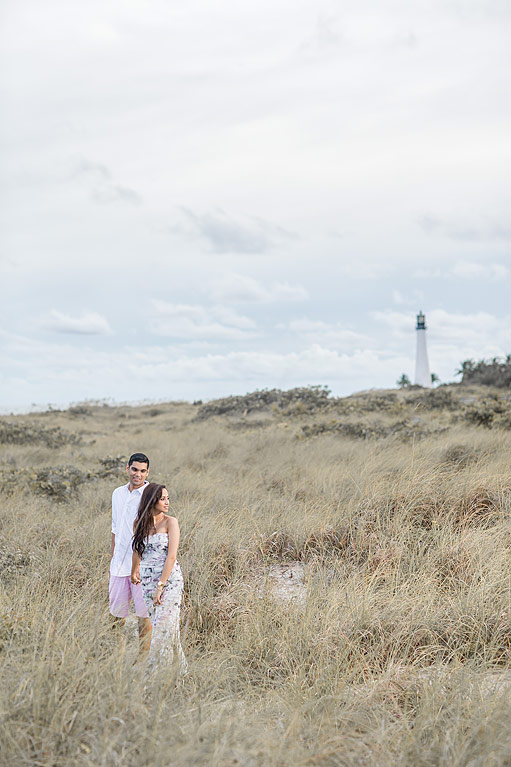 Key Biscayne engagement photo by lighthouse