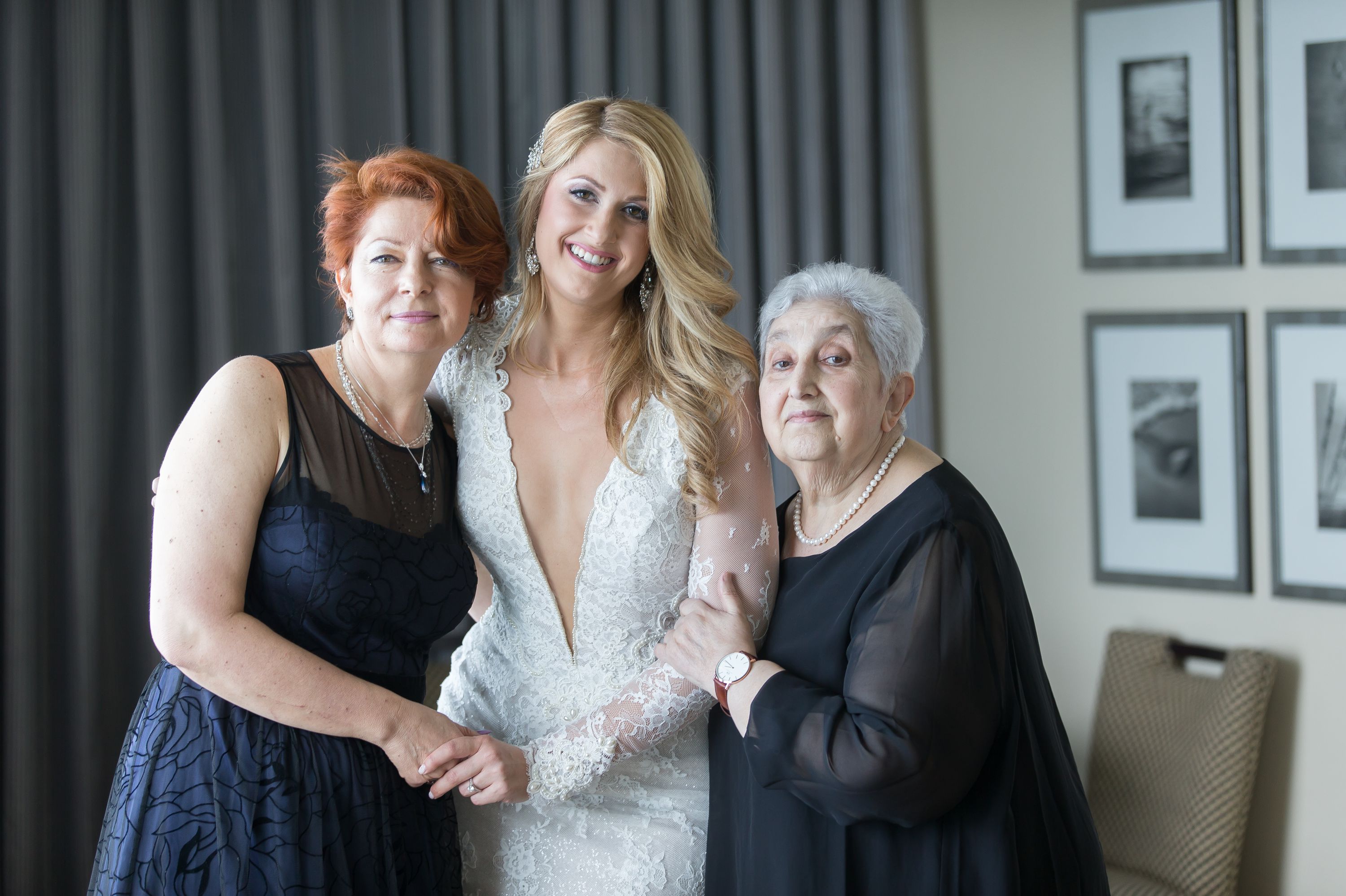 A styled portrait of bride, mom and grandmother on the Wedding Day at the Diplomat Beach Resort Wedding