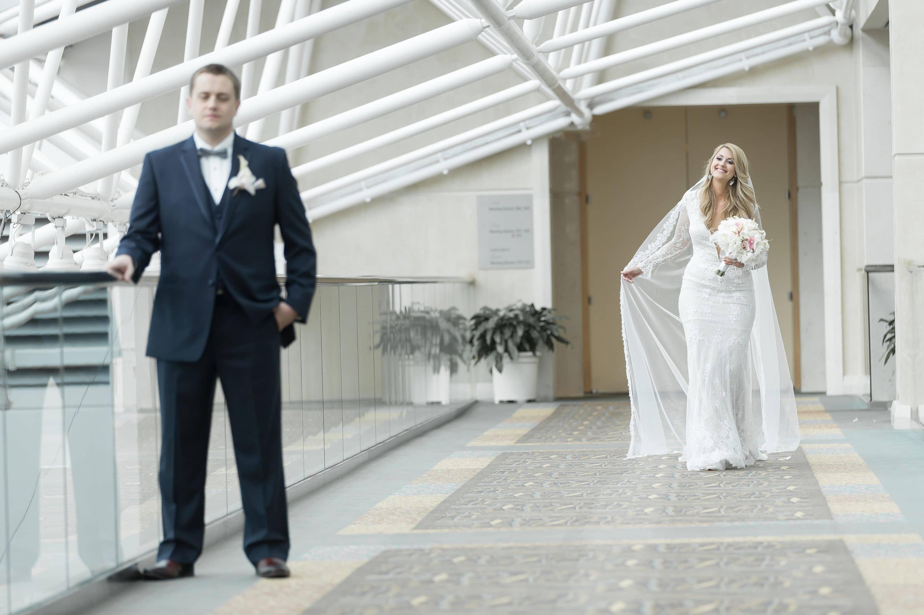 Seconds before the first look of the day at a real Diplomat Beach Resort Wedding