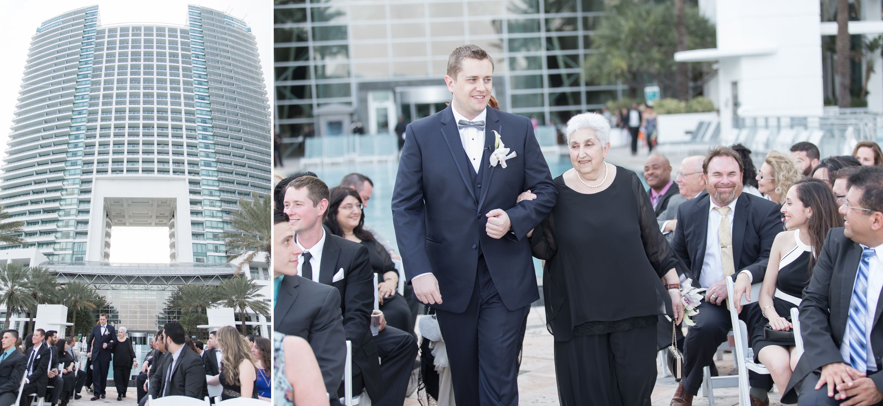 Groom walking down the isle at a Diplomat Beach Resort Wedding