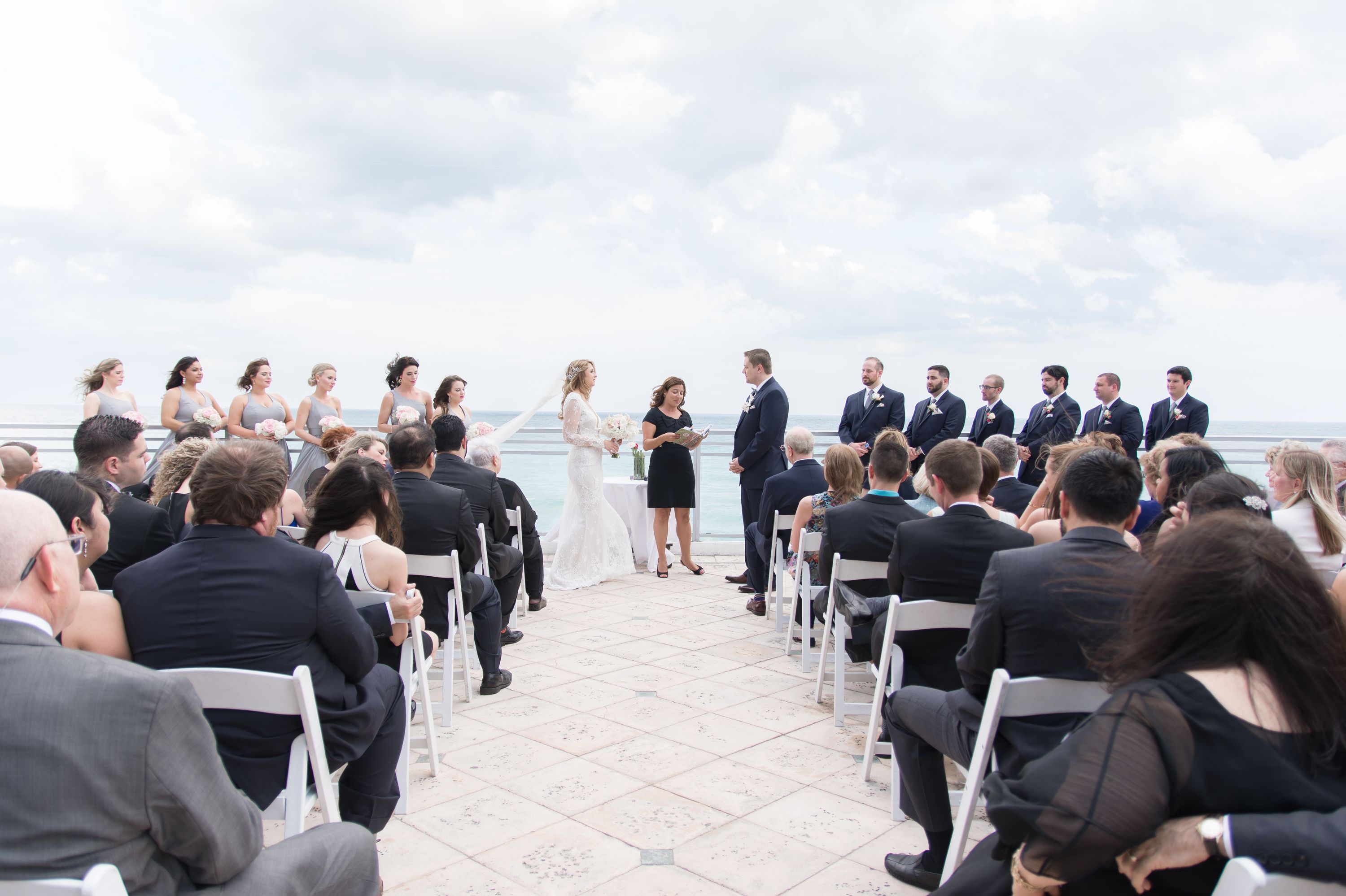 Full shot of wedding party at a Diplomat Beach Resort Wedding