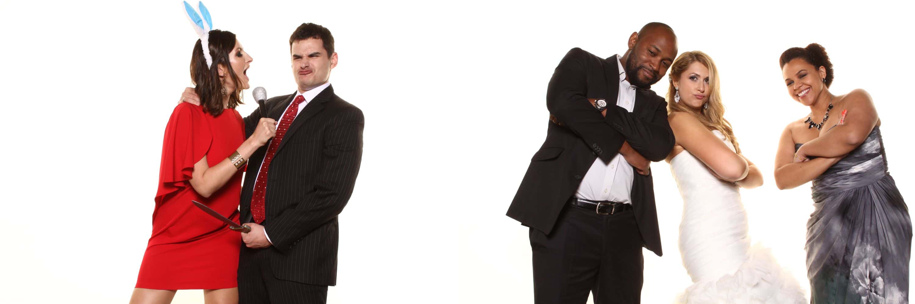 Funny poses in the photobooth at this brides Diplomat Beach Resort Wedding